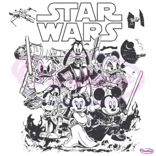 Star Wars Mickey And Friends Jedi Battle Vintage Disneyland Trip PNG