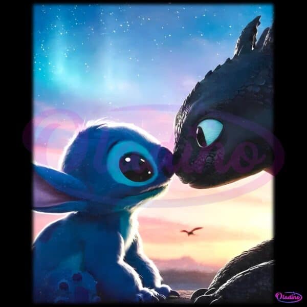 Stitch And Night Fury Sunset Nose Touch PNG