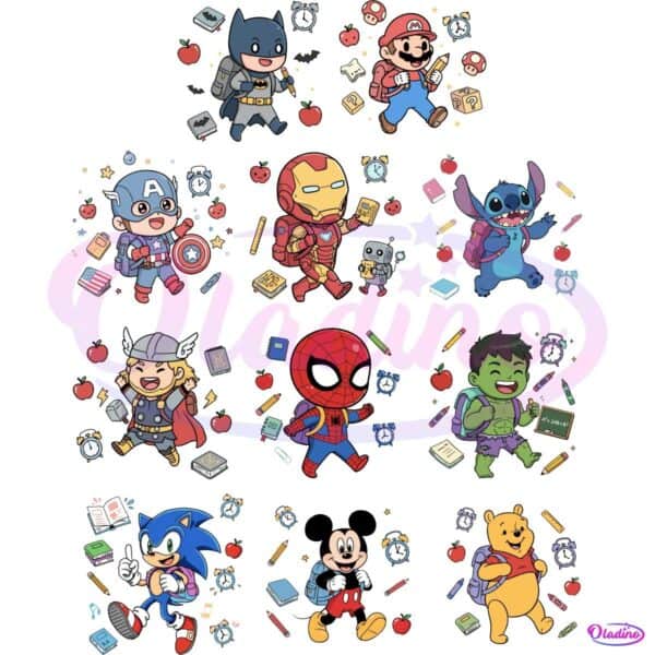 Superhero Back To School Character Bundle First Day Teacher Kids PNG