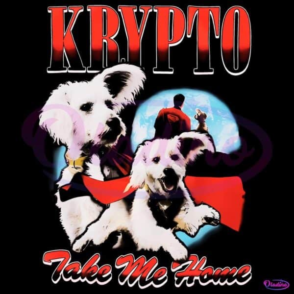 Superman Krypto Take Me Home Retro Vintage Dog Cape PNG