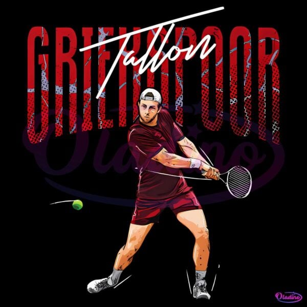 Tallon Griekspoor Tennis Player Graphic Swing Pose Grunge Style PNG