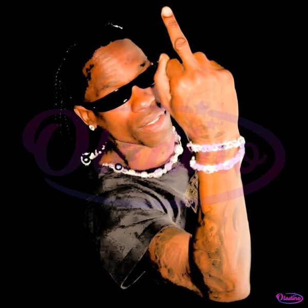 Travis Scott Rapper Middle Finger Meme Graphic PNG