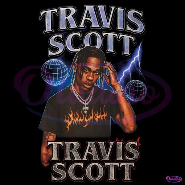 Travis Scott Vintage Lightning Graphic Flame PNG