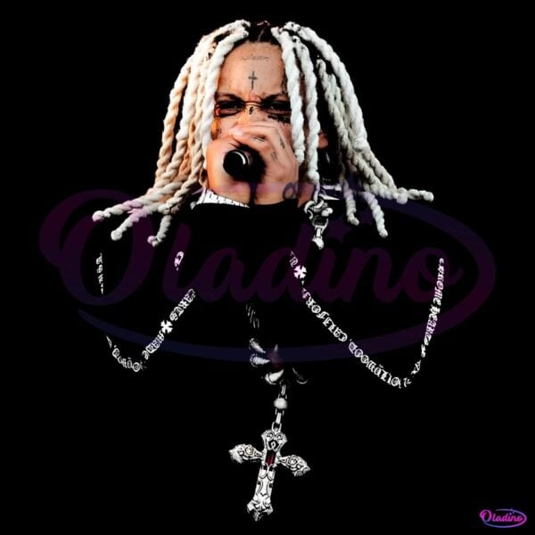 Trippie Redd Dreadlocks Rap Tour Cross Chain PNG