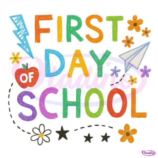 Vintage Preppy Retro First Day Back To School Crayon Style Children Marker PNG