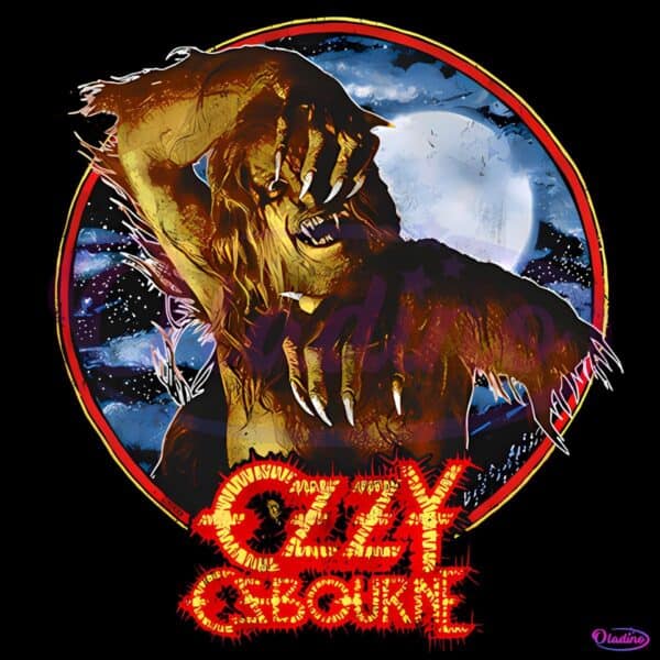 Werewolf Howling Ozzy Style Bark At The Moon Retro Rock Art PNG