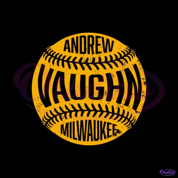 Andrew Vaughn Milwaukee Baseball Retro Yellow Stitched Ball SVG