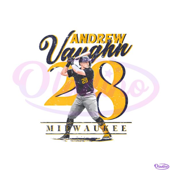 Andrew Vaughn Milwaukee Baseball Vintage Number 28 PNG