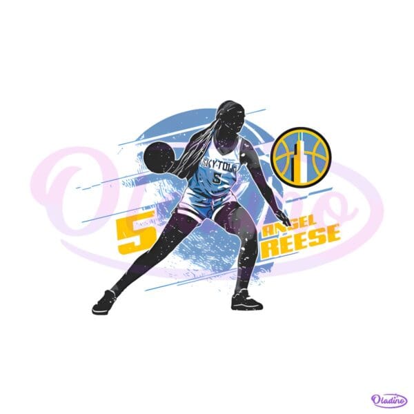 Angel Reese Chicago Sky Basketball Player Silhouette Graphic PNG