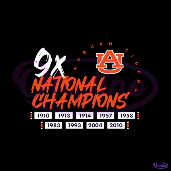 Auburn Tigers Football 9X National Champions SVG