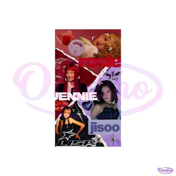 Blackpink Collage Retro Y2K Aesthetic Kpop Girl Group Fan Art PNG