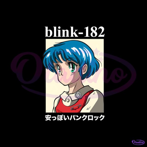 Blink 182 Anime Girl Retro Manga Art Japanese Text PNG