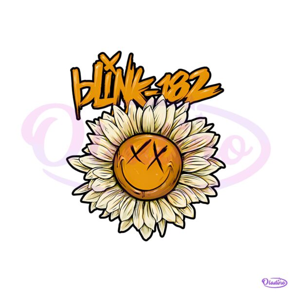 Blink 182 Daisy Flower Smiley Face Grunge Band PNG