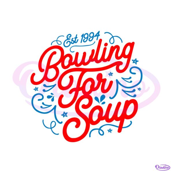 Bowling For Soup Swirly Est 1994 Red Blue Script SVG