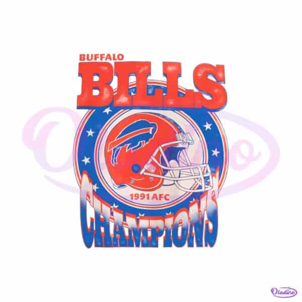 Buffalo Bills 1991 Afc Champions Retro Football Helmet Graphic PNG