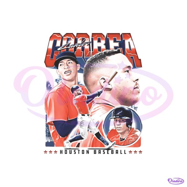 Carlos Correa Houston Baseball Vintage Graphic Player Collage PNG