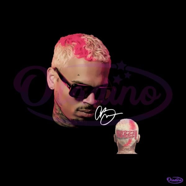 Chris Brown Pink Hair Big Head Portrait PNG