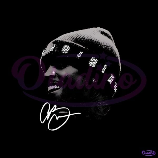Chris Brown Rhinestone Big Head Monochrome Portrait Graphic PNG