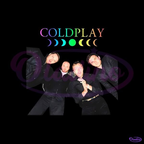 Coldplay Rainbow Moon Phases Vintage Band PNG
