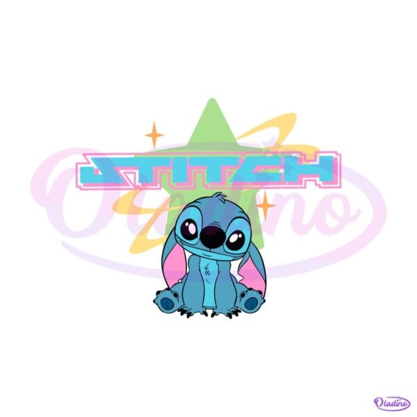 Cute Stitch Retro Space Graphic Cartoon Alien Character Design SVG