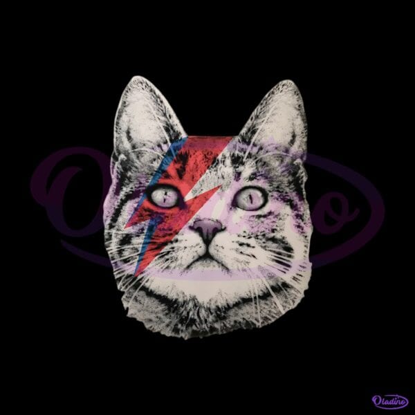 David Bowie Cat Lightning Face Parody PNG