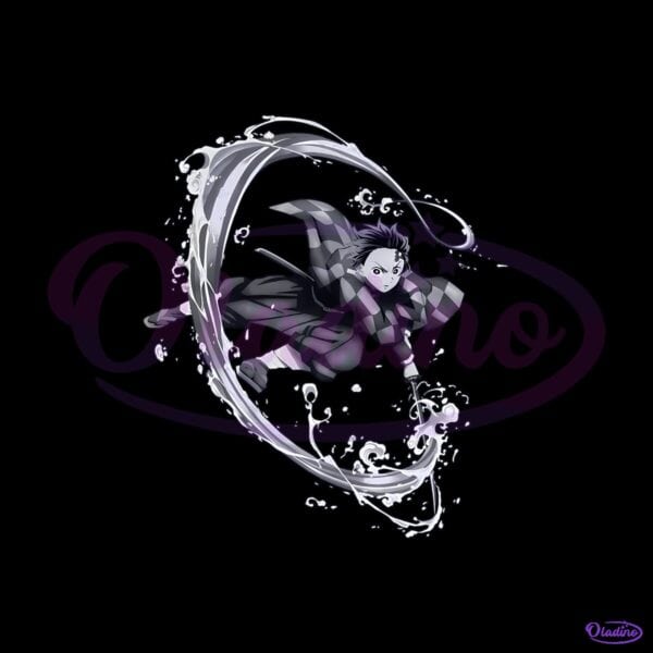 Demon Slayer Tanjiro Kamado Water Breathing Black And White PNG