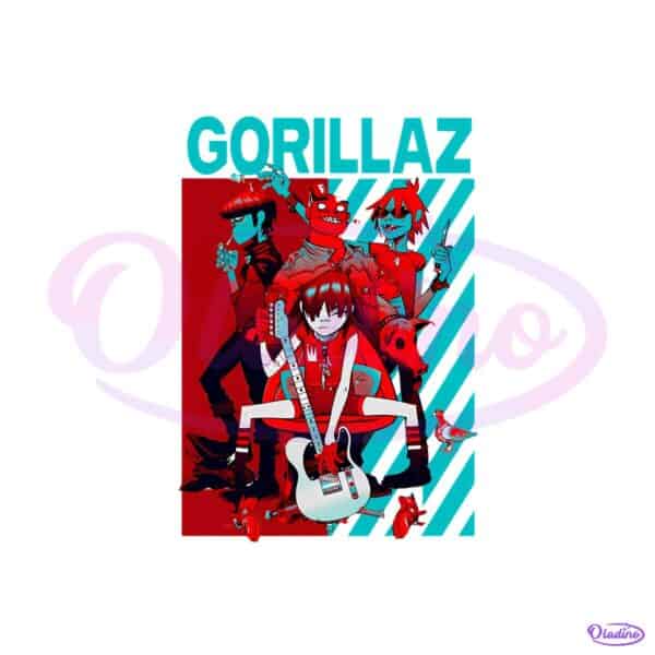 Gorillaz Band Stuart Pot Guitar Poster Style Fanart PNG