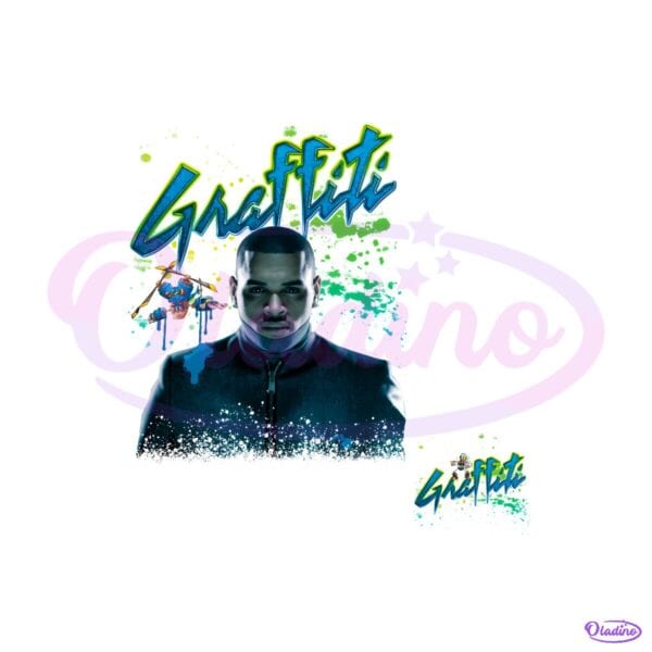Graffiti Limelight Chris Brown Robot Splatter Portrait Graphic PNG