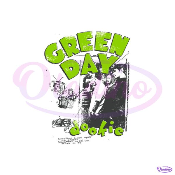 Green Day Dookie Sketch Vintage Punk Rock Album Art PNG