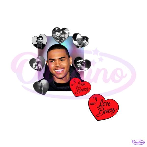 I Love Breezy Heart Collage Retro Fan Art PNG