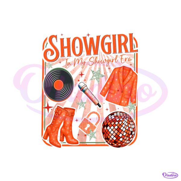 In My Showgirl Era Retro Disco Glitter Boots Jacket Vinyl Illustration PNG