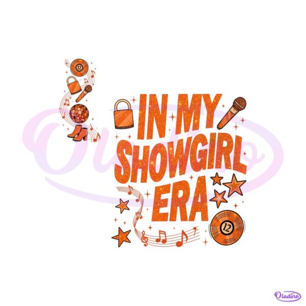 In My Showgirl Era Taylor Swift Inspired Retro Disco Glitter Typography PNG