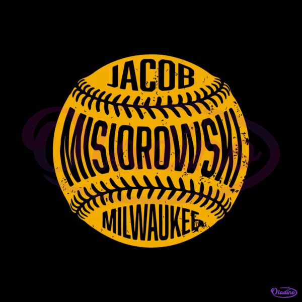 Jacob Misiorowski Milwaukee Baseball Vintage Yellow Stitched Ball SVG