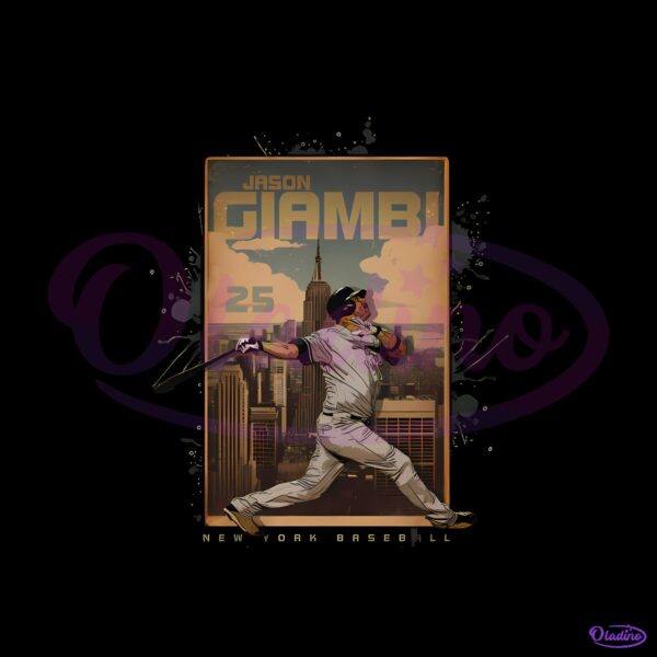 Jason Giambi New York Baseball Skyline Number 25 PNG