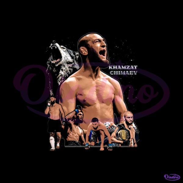 Khamzat Chimaev Wolf Ufc Fighter Collage 2025 PNG