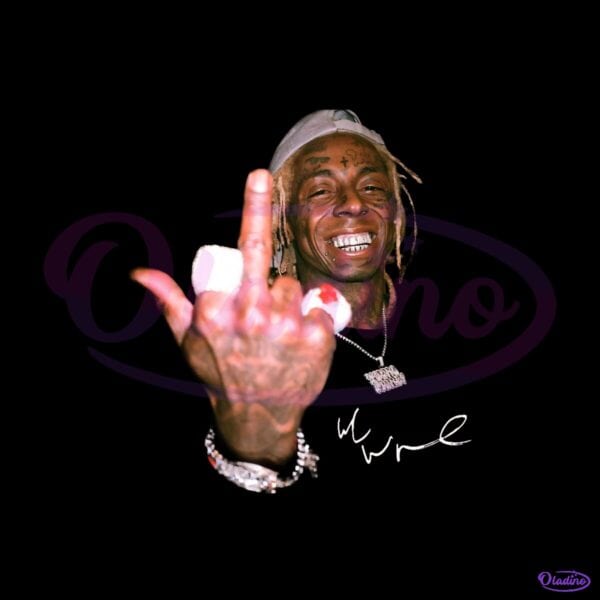 Lil Wayne Middle Finger Smile Signature Graphic PNG