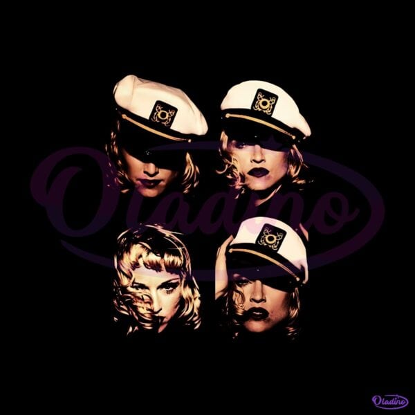 Madonna Four Portraits In White Captain Hat Graphic PNG
