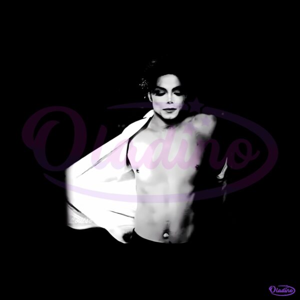 Michael Jackson Iconic Black White Shirtless Pose Vintage Music Legend PNG