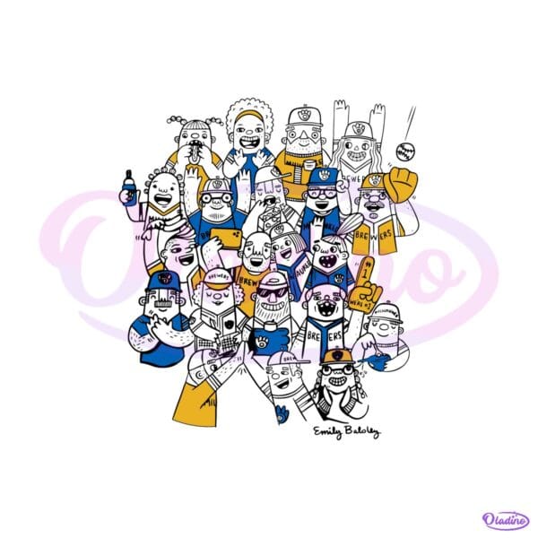 Milwaukee Brewers Cartoon Fans Light Blue Baseball SVG