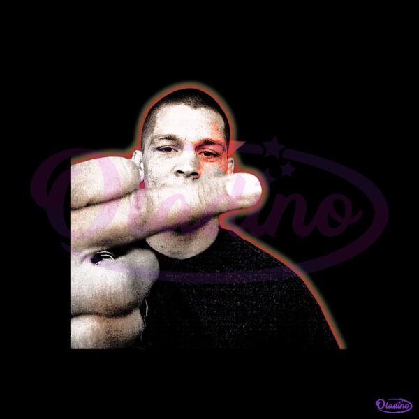 Nate Diaz Fighter Streetwear Neon Outline Middle Finger PNG