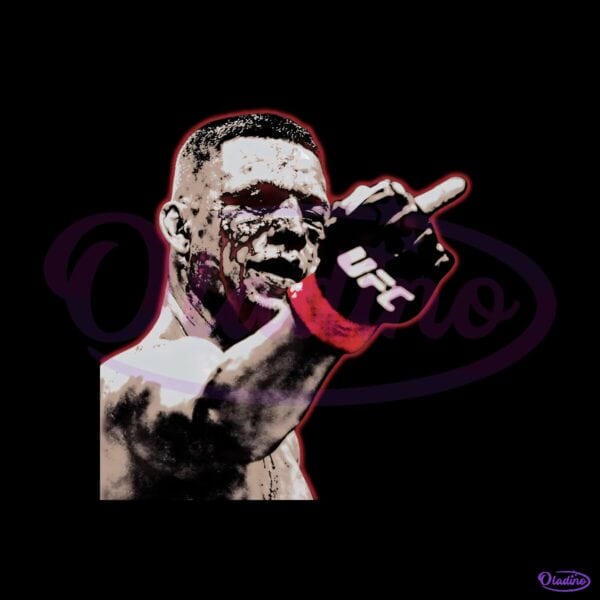 Nate Diaz Ufc Fighter Middle Finger Graphic Washed PNG