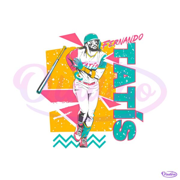 Neon Fernando Tatis Jr Retro 90S Style Baseball PNG