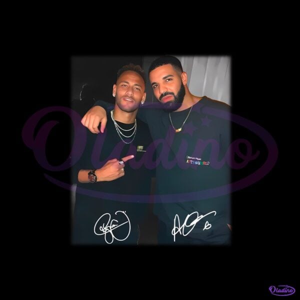 Neymar Jr And Drake Vintage Duo Photo Graphic PNG