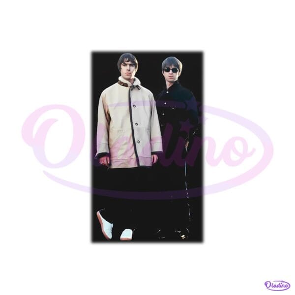 Oasis Band Vintage Duo Portrait Black Graphic PNG