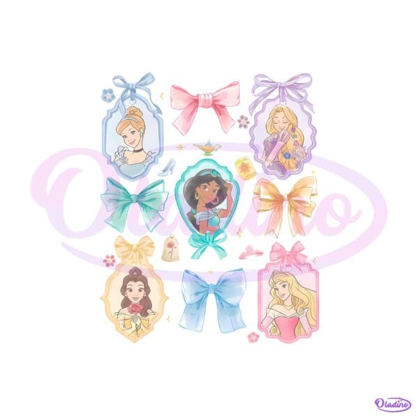 Princess Character Bows Portrait Frames Graphic PNG