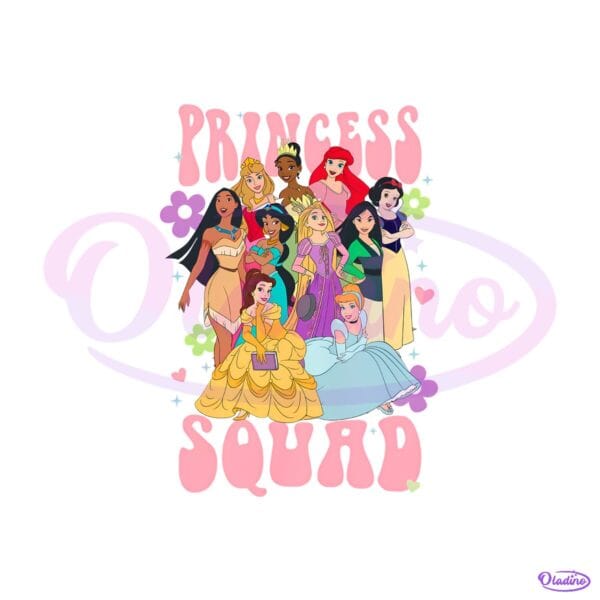 Princess Squad Group Graphic Flowers Hearts PNG