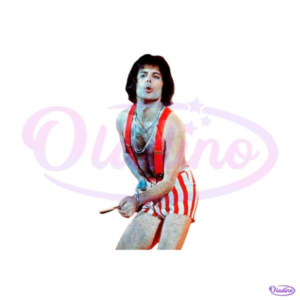 Queen Freddie Mercury Red And White Striped Shorts Concert Outfit PNG