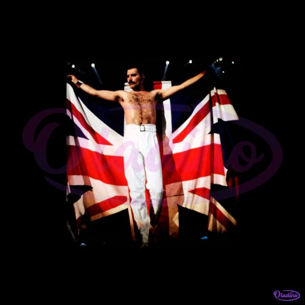 Queen Freddie Mercury Union Jack Flag Concert Iconic Rock PNG