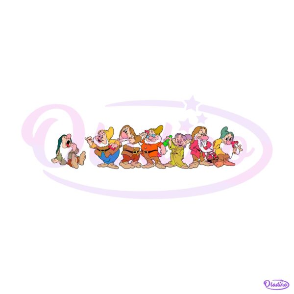 Seven Dwarfs Disney Surreal Fantasy Vintage Cartoon SVG