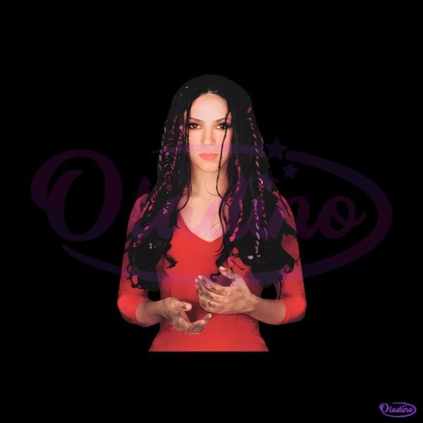 Shakira Red Dress Mud Hands Portrait Graphic PNG